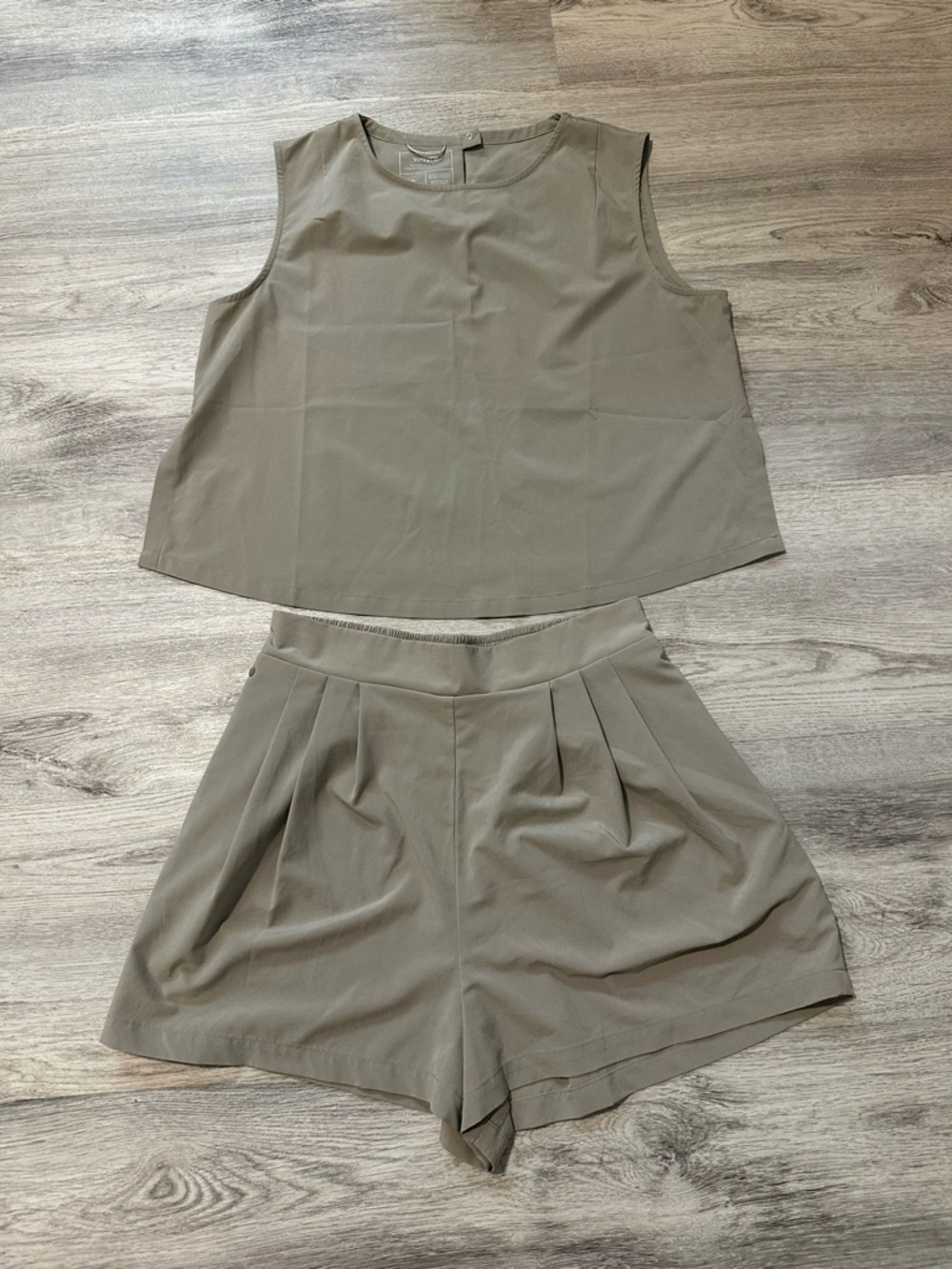 Wayre Sleeveless Crop Top and High waisted shorts in Taupe